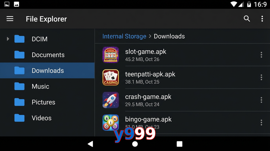 Main screen of Y999 gameapk page for PK players